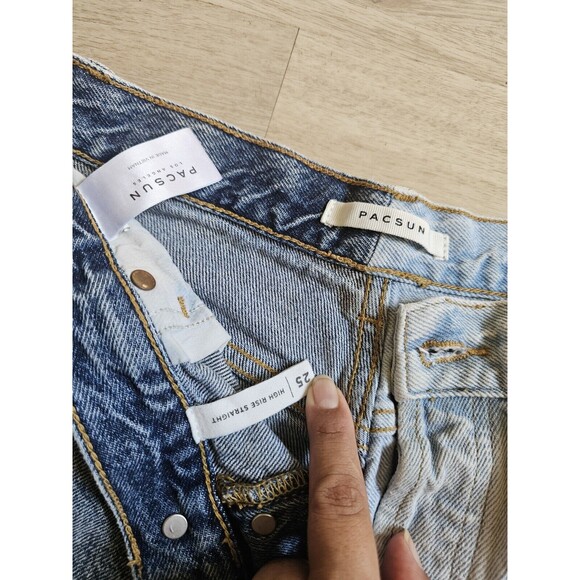 Pacsun Dual Color High Rise Straight Jeans Size 25 Botton Fly - Picture 4 of 5